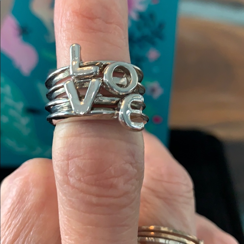 L.O.V.E. Silver Toned Stacking Ring - image 2